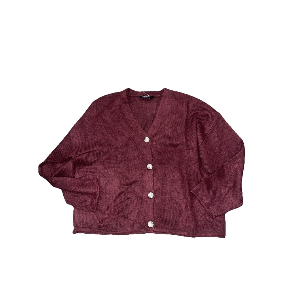 Member's Mark Women's Button Closure Rolled Hem V-Neck Cardigan Crimson XL